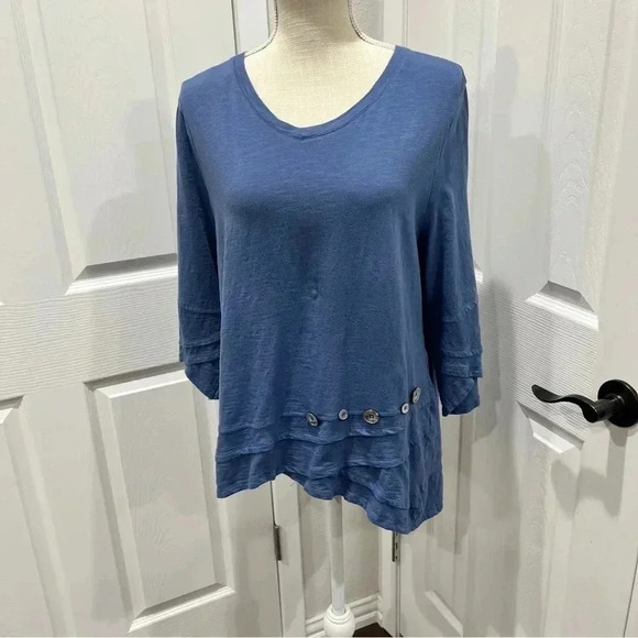 Erin London Blue Ruffle and button detailing popover long sleeve shirt - Picture 4 of 9